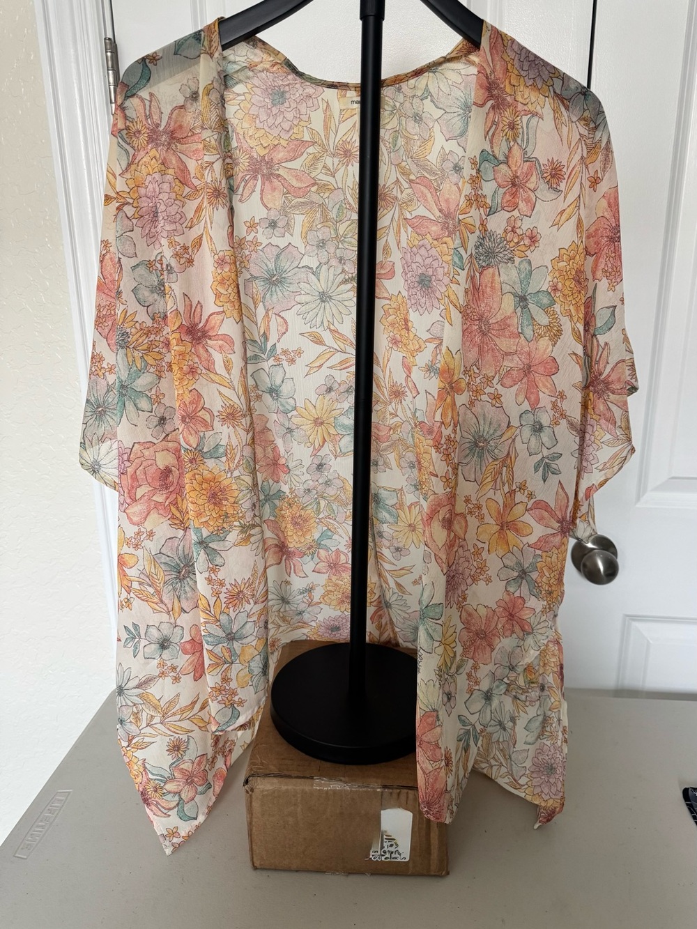 Maurices Sheer Floral Kimono in Peach, Yellow & Mint